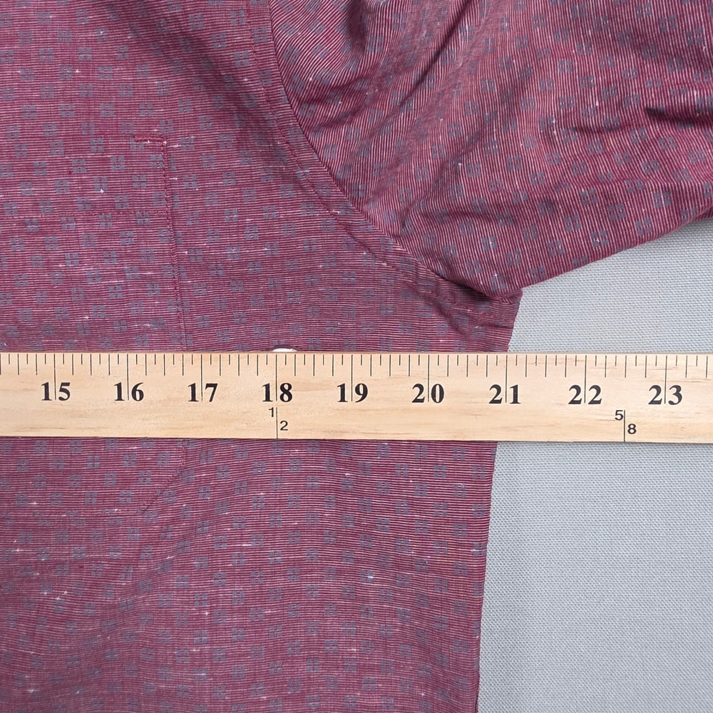 TravisMathew‎ Button Down Shirt Mens M Burgundy Geometric Short Sleeve - Picture 7 of 8